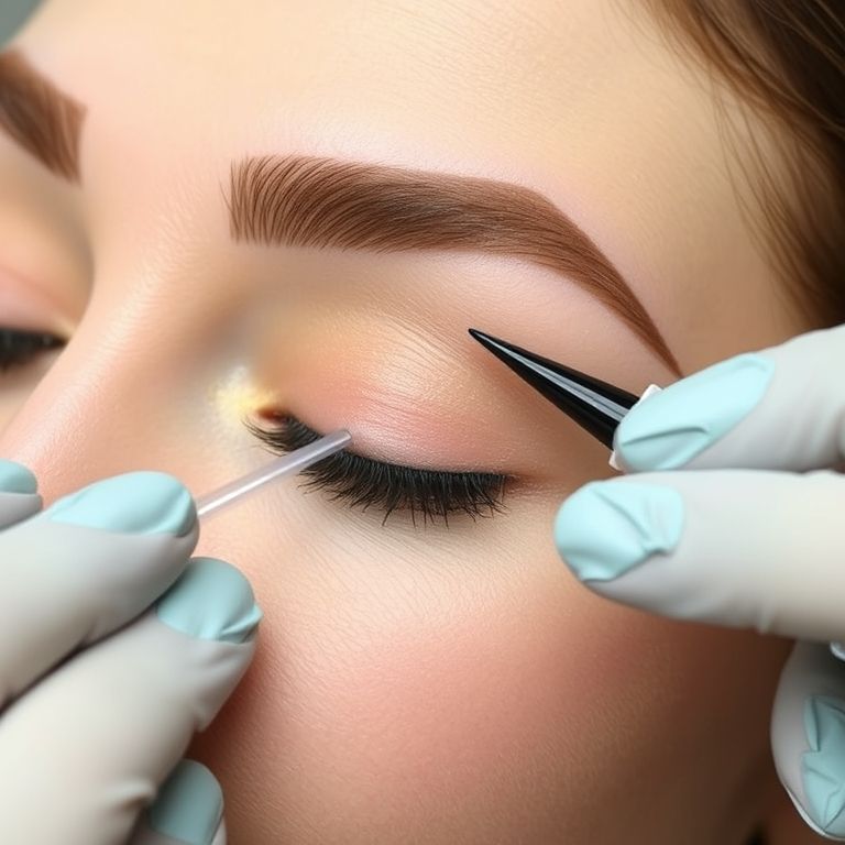 Eyebrow tinting application process at Paoli Nail Spa