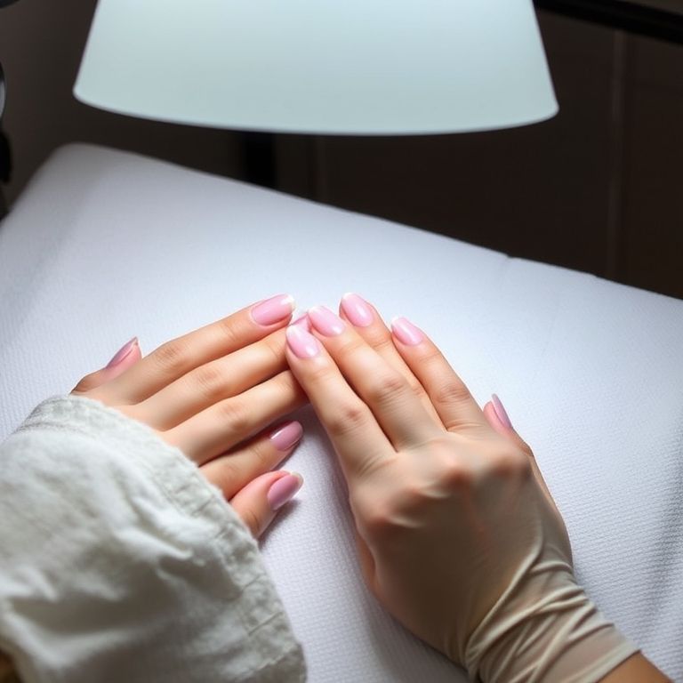 Shellac gel manicure application under LED light at Paoli Nail Spa