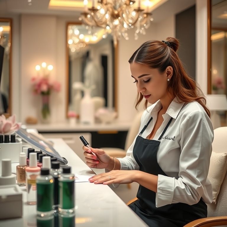 artist applying nail arts at Paoli nail Spa