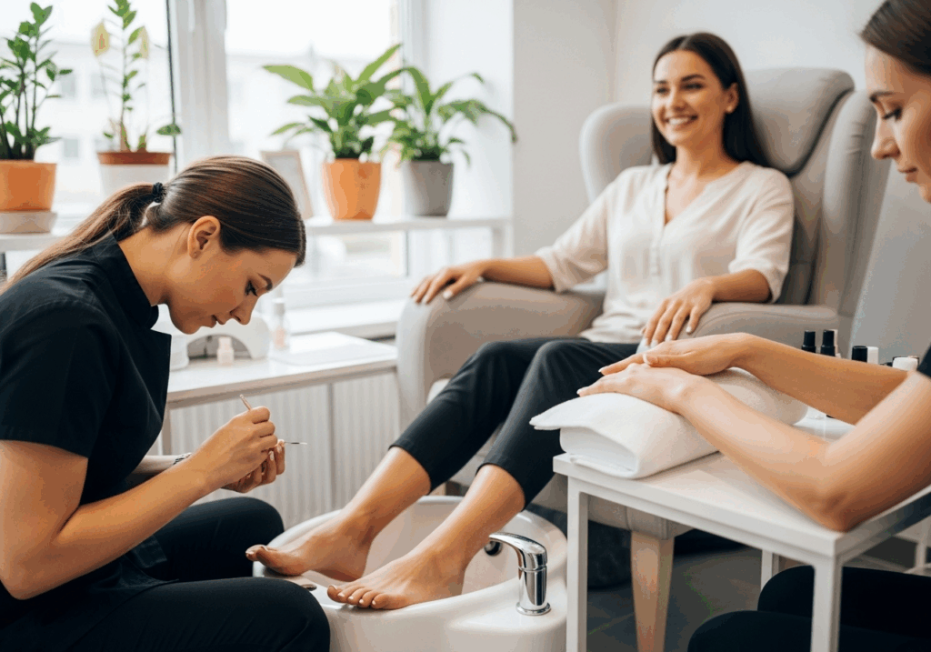 French Mani Pedi at Paoli Nail Spa