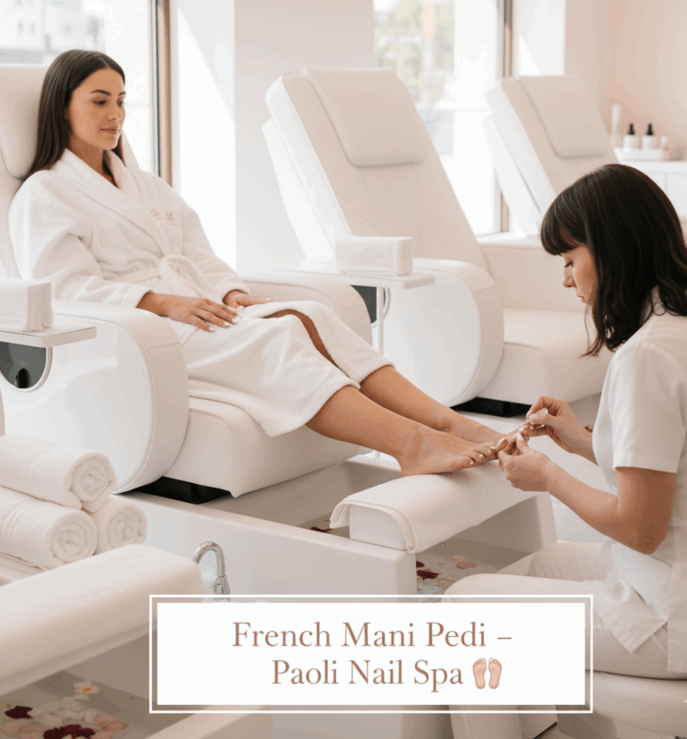 French Mani Pedi at Paoli Nail Spa